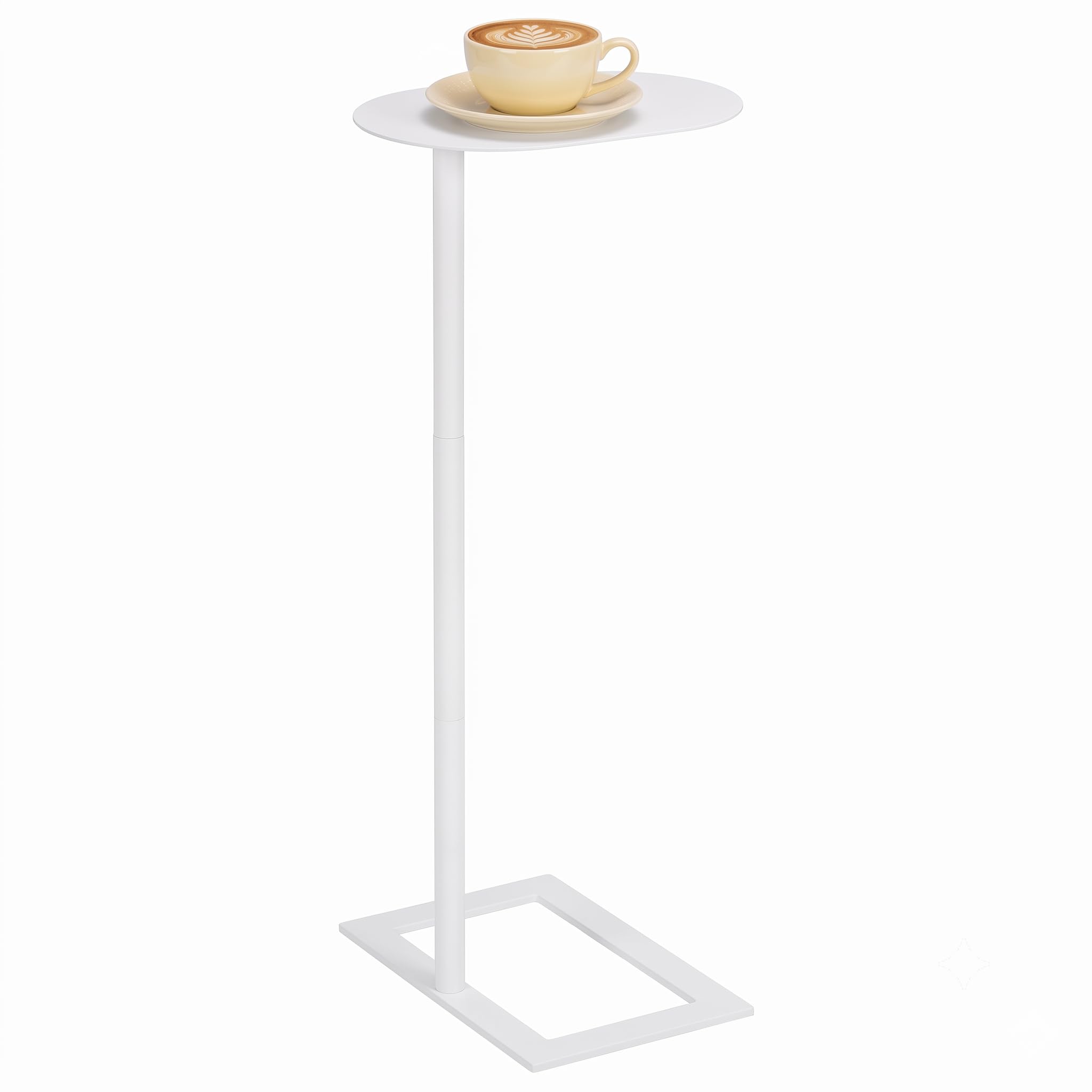 ZEXVIDA Modern Stable C Table End Table, 27.5" Tall, Oval, White
