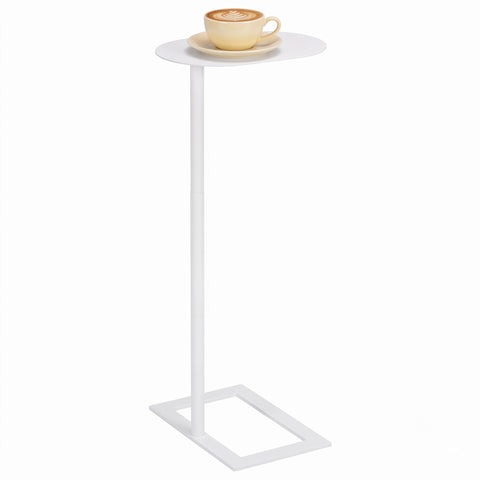 ZEXVIDA Modern Stable C Table End Table, 27.5" Tall, Oval, White
