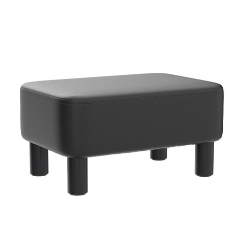 YMYNY 42CM Footstool, Small Foot Stool with Stable Wooden Legs, Modern PU Leather Footrest, Change Shoes Stool for Living Room