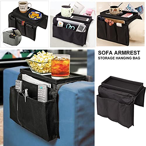 Cysocool Sofa Candy Organizer with Tray Armrest Cup Holder Couch Armchair TV Remote Caddy Storage Bag for Phone Tablet Book Magazines DVD Eyeglasses