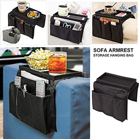Cysocool Sofa Candy Organizer with Tray Armrest Cup Holder Couch Armchair TV Remote Caddy Storage Bag for Phone Tablet Book Magazines DVD Eyeglasses