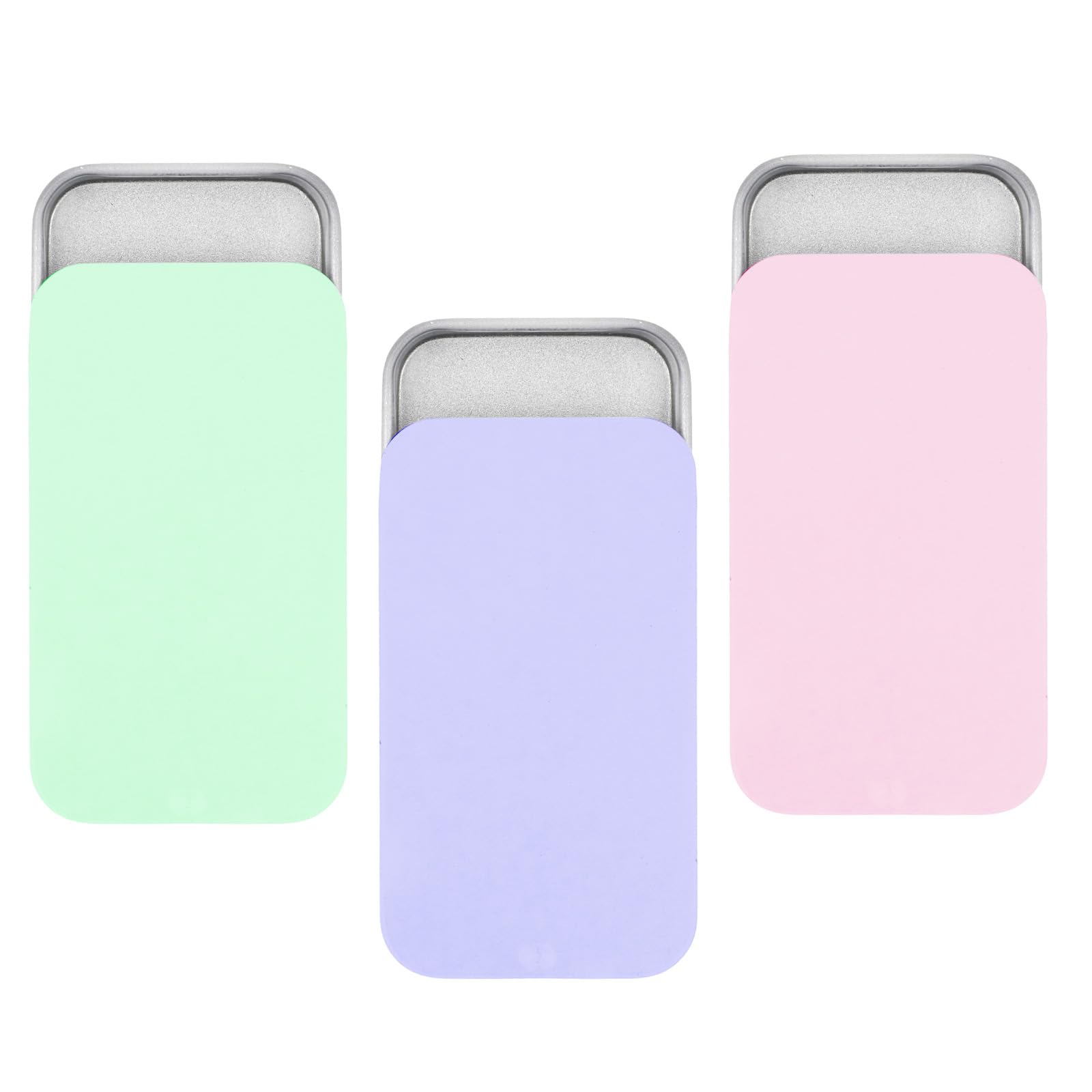 JIYIN 3 PCS Metal Tin Box Containers, Mini Rectangular Slide Top Tin Box Containers 2.36 by 1.33 by 0.4 Inch Empty Hinged Container for Candies