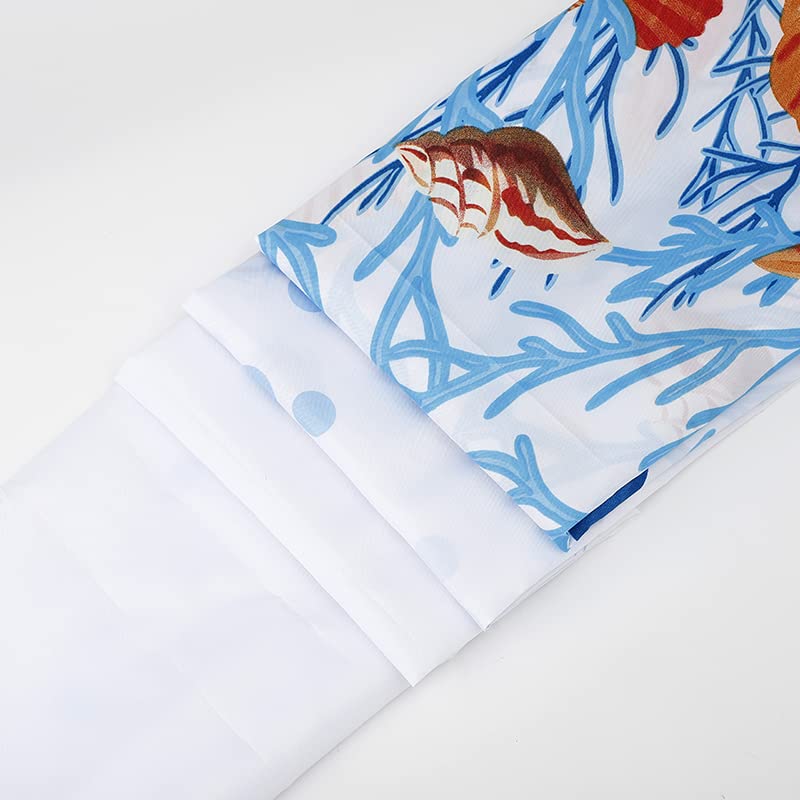 VIROSA Sea Life Shower Curtain for Bathroom Anti Mould, Mildew Resistant | Size 180x180 cm (71 x 71 Inch) | Water Repellent Fabric | 100% Polyester