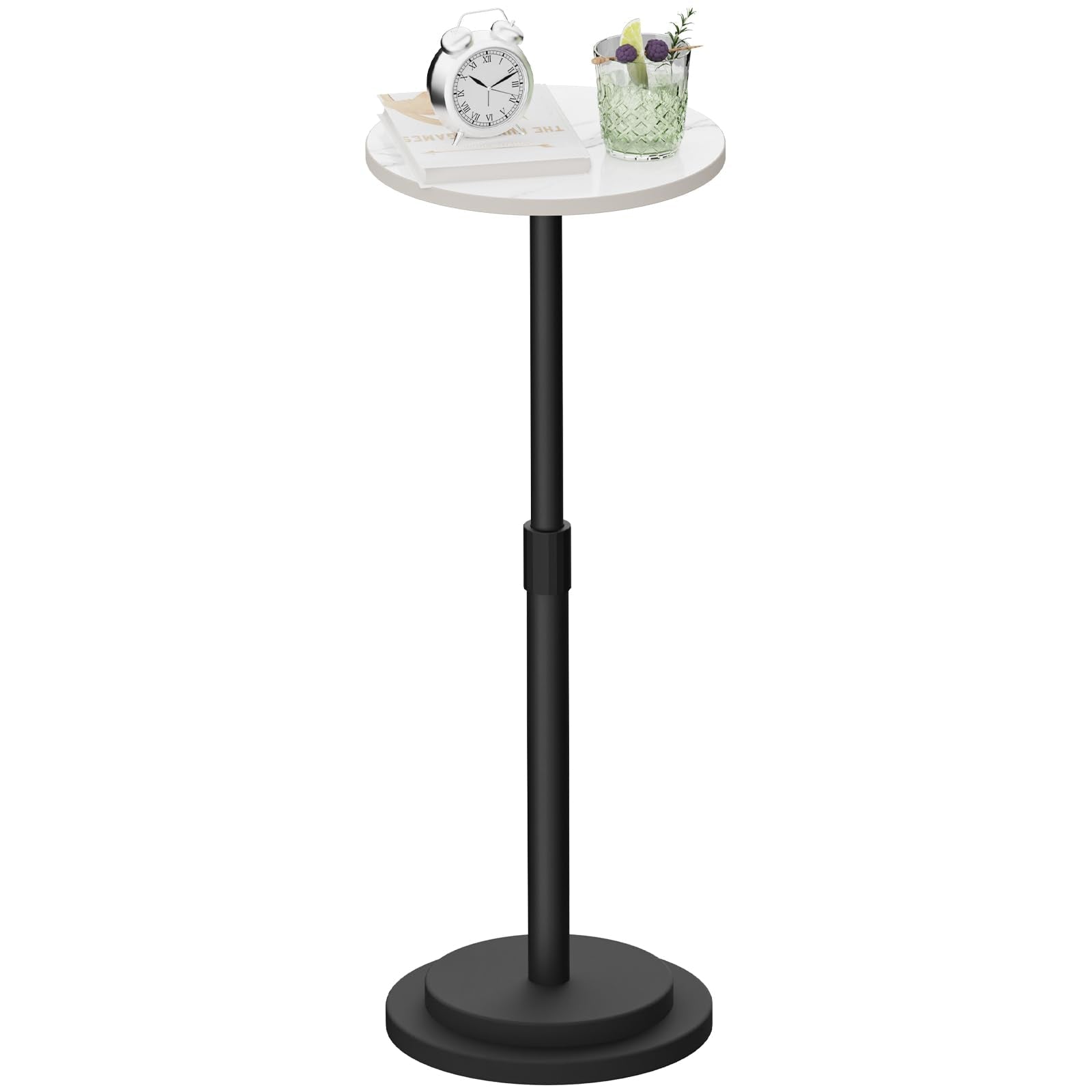 GUOHNHE Round End Table, Height Adjustable Drink Stand, 1 Pack, White