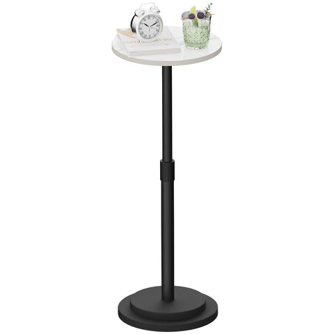 GUOHNHE Round End Table, Height Adjustable Drink Stand, 1 Pack, White