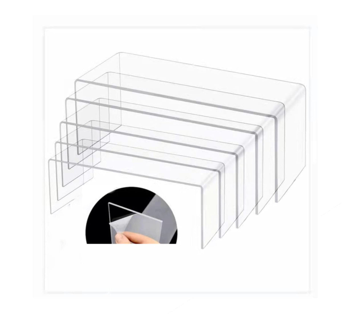 Loopunk 5 Pieces Acrylic Display Stands, Plexiglass Displays, Jewellery Displays, Shelves, Display Cabinets, Figurines, Cupcakes and Counters