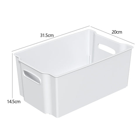 Sosody Plastic Freeze Stacking Storage Box, White Shelf Storage Basket Bin, Set of 6