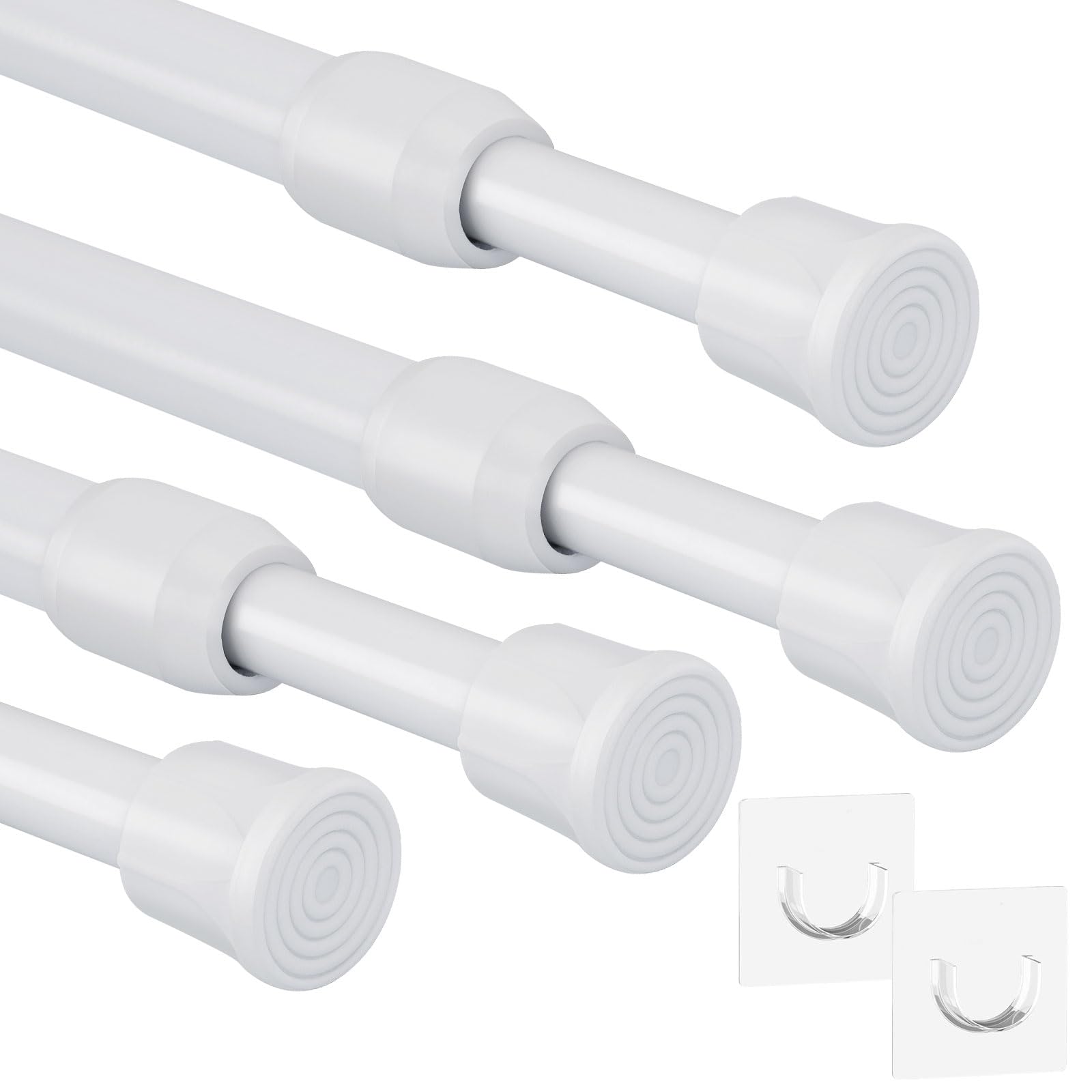 4 Piece Shower Rod Without Drill Stainless Steel Curtain Rod Holder Extendable Curtain Rod