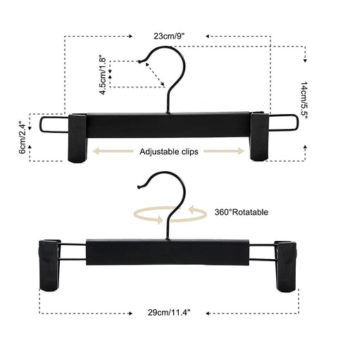 GUANJUNE Clothes Pants Hangers, Space-Saving Skirt Holders with 360 ° Swivel Hooks, Adjustable Clips, Trouser Hangers