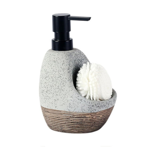 Hosoncovy 450ML Ceramic Liquid Soap Dispenser with Pump ，Pump Bottle Dispenser with Soap/Fome Holder