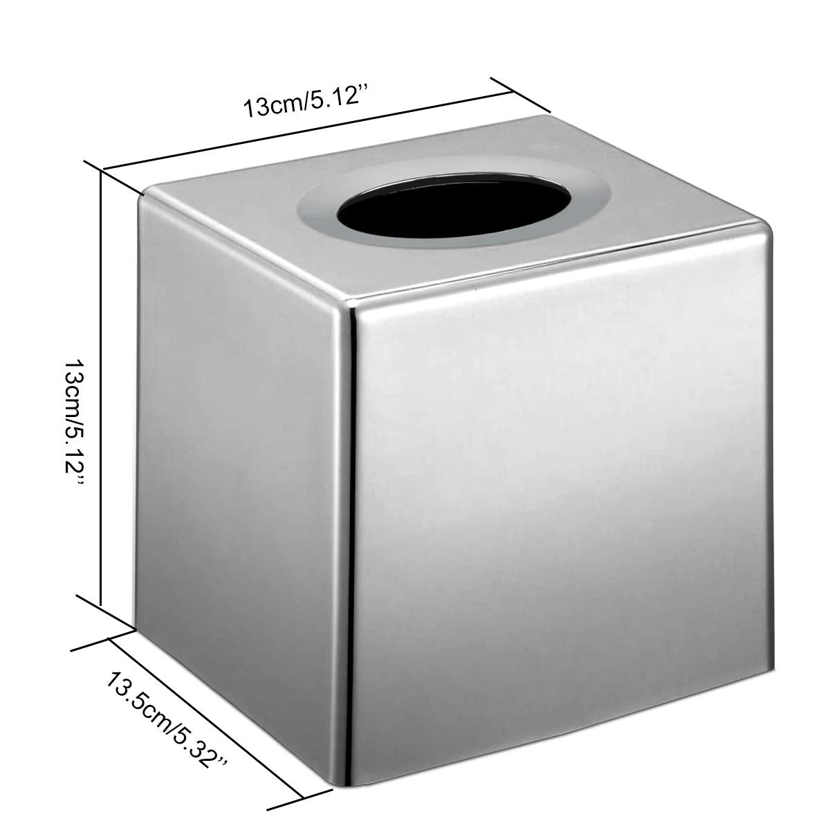 Discoball Tissue Box Cover Cube Tissue Holder Square Mirror Tissue Dispenser Holder Bathroom Tissue Organizer Stand for Home Office and Car (Silver)