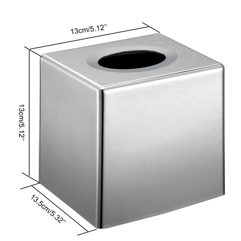 Discoball Tissue Box Cover Cube Tissue Holder Square Mirror Tissue Dispenser Holder Bathroom Tissue Organizer Stand for Home Office and Car (Silver)