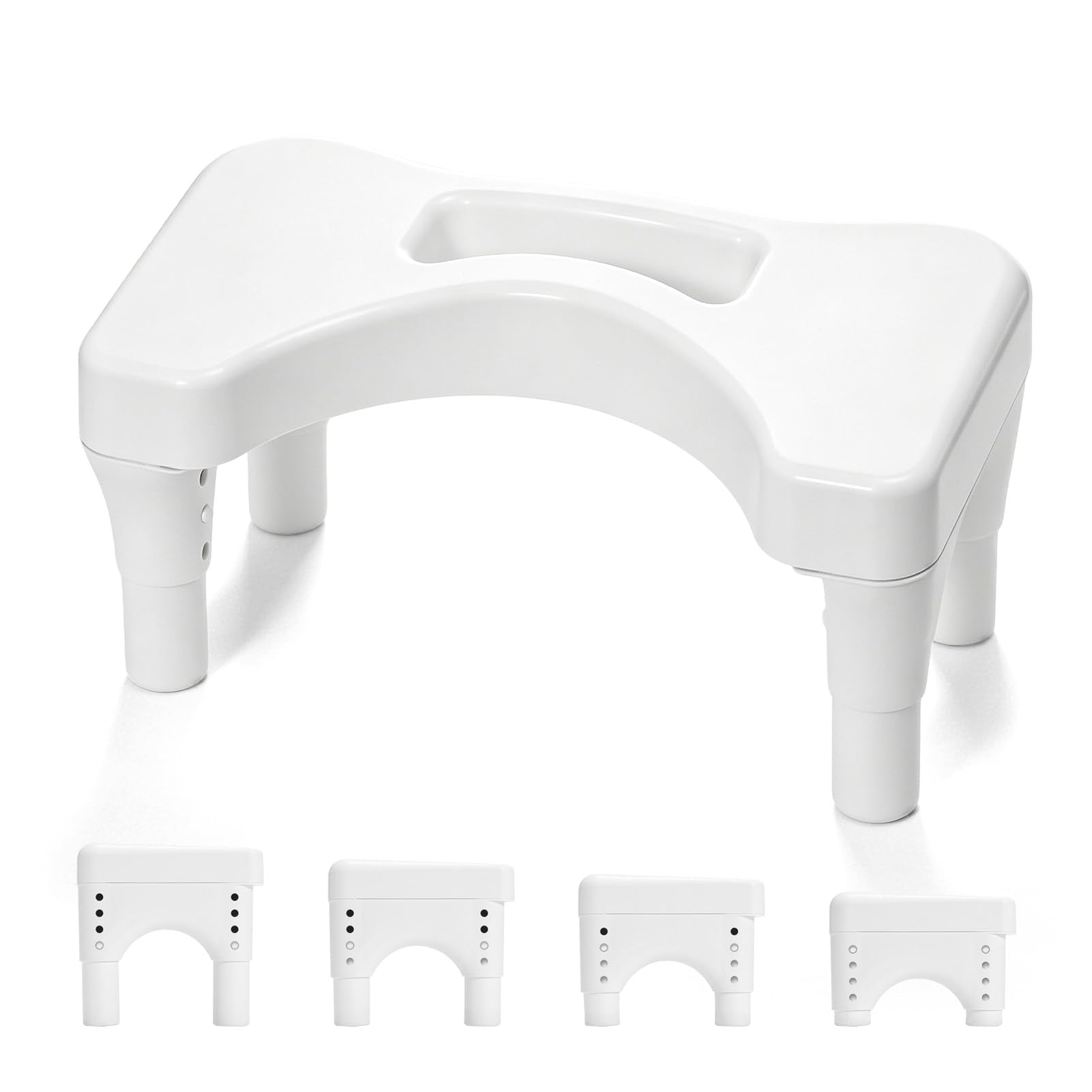 Fanwer Poop Stool Toilet White Adults for Bathroom, 5.9" to 8.5" Adjustable Height Toilet Stools Squat Adult