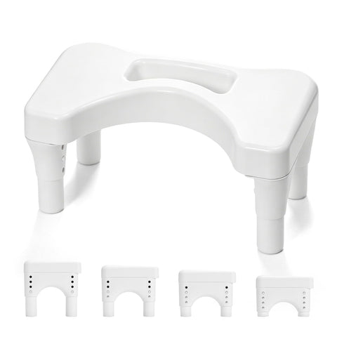 Fanwer Poop Stool Toilet White Adults for Bathroom, 5.9" to 8.5" Adjustable Height Toilet Stools Squat Adult