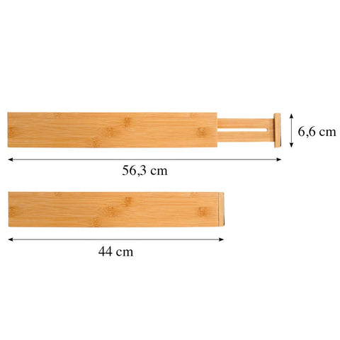 KESPER 1707413 Schubladentrenner, 4er Pack, Länge einstellbar von 44 bis 56.3 cm, Braun