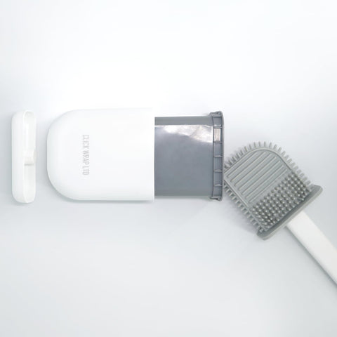 Pack of 2, White Toilet Brush Set, Bathroom Silicone Toilet Brushes and Holders with Self Adhesive Wall Mount