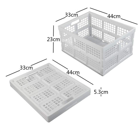 Asking Set of 3 Plastic Stackable Filding Storage Crate, 30 L Collapsible Storage Basket, White