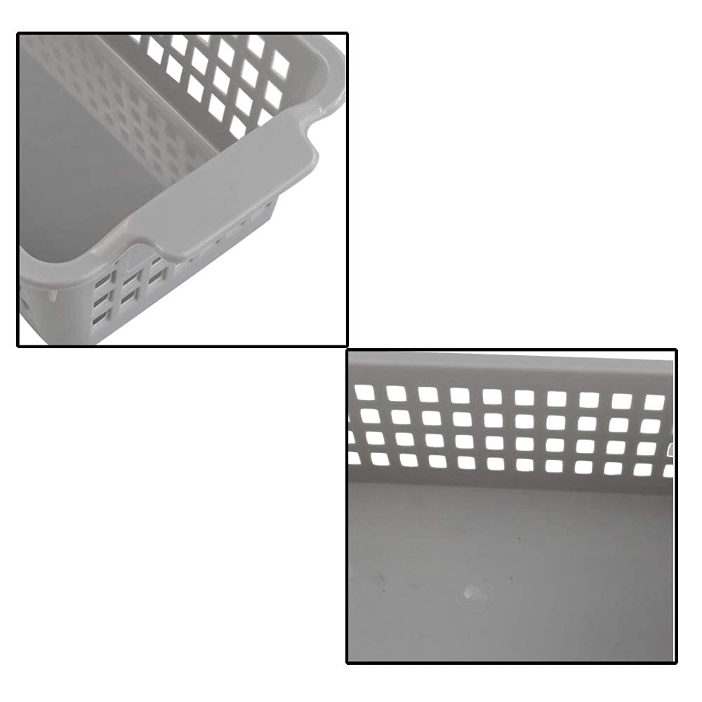 Bblina Plastic Baskets for Storage, 3-Pack Small Grey Basket