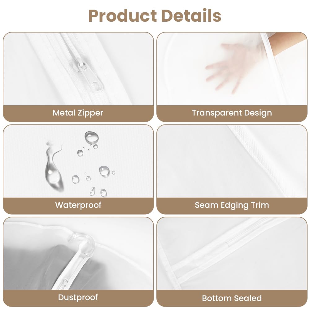 HOTUT 6 PCS Transparent Dustproof Suit Covers Set,60×120CM Garment Bags