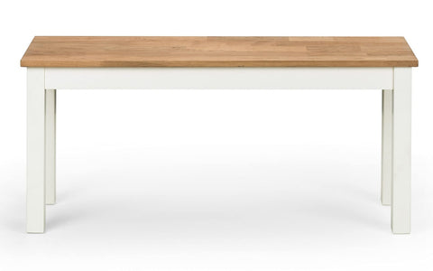 Julian Bowen Coxmoor Dining Bench for 2, Solid Oak, Ivory - H45 x W101cm