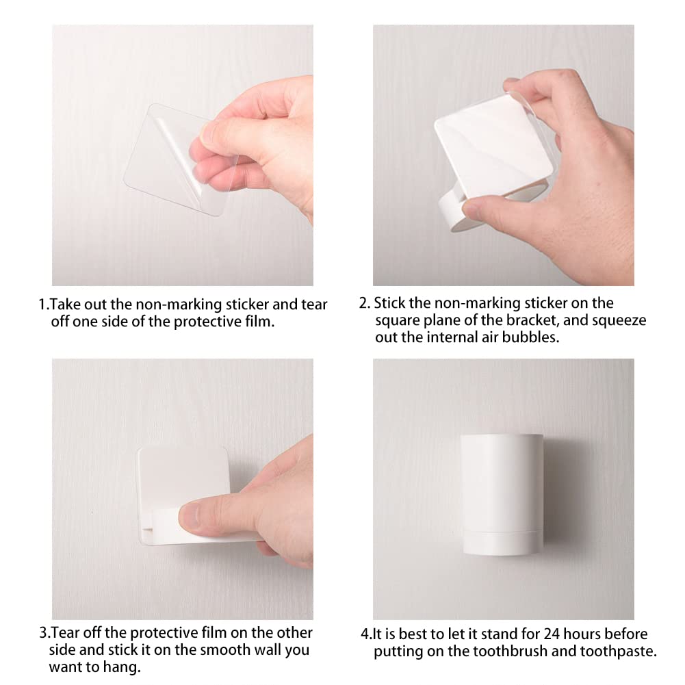 Toothbrush Cup, Toothbrush Holder Wall Mounted Self Adhesive Tooth Brushing Holder Water Cup Drink Cups For Home Bathroom Accessories(White)