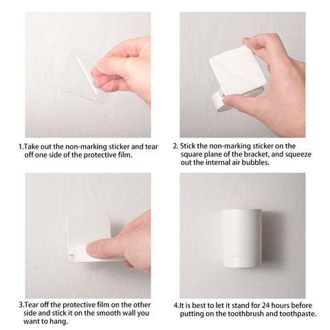 Toothbrush Cup, Toothbrush Holder Wall Mounted Self Adhesive Tooth Brushing Holder Water Cup Drink Cups For Home Bathroom Accessories(White)