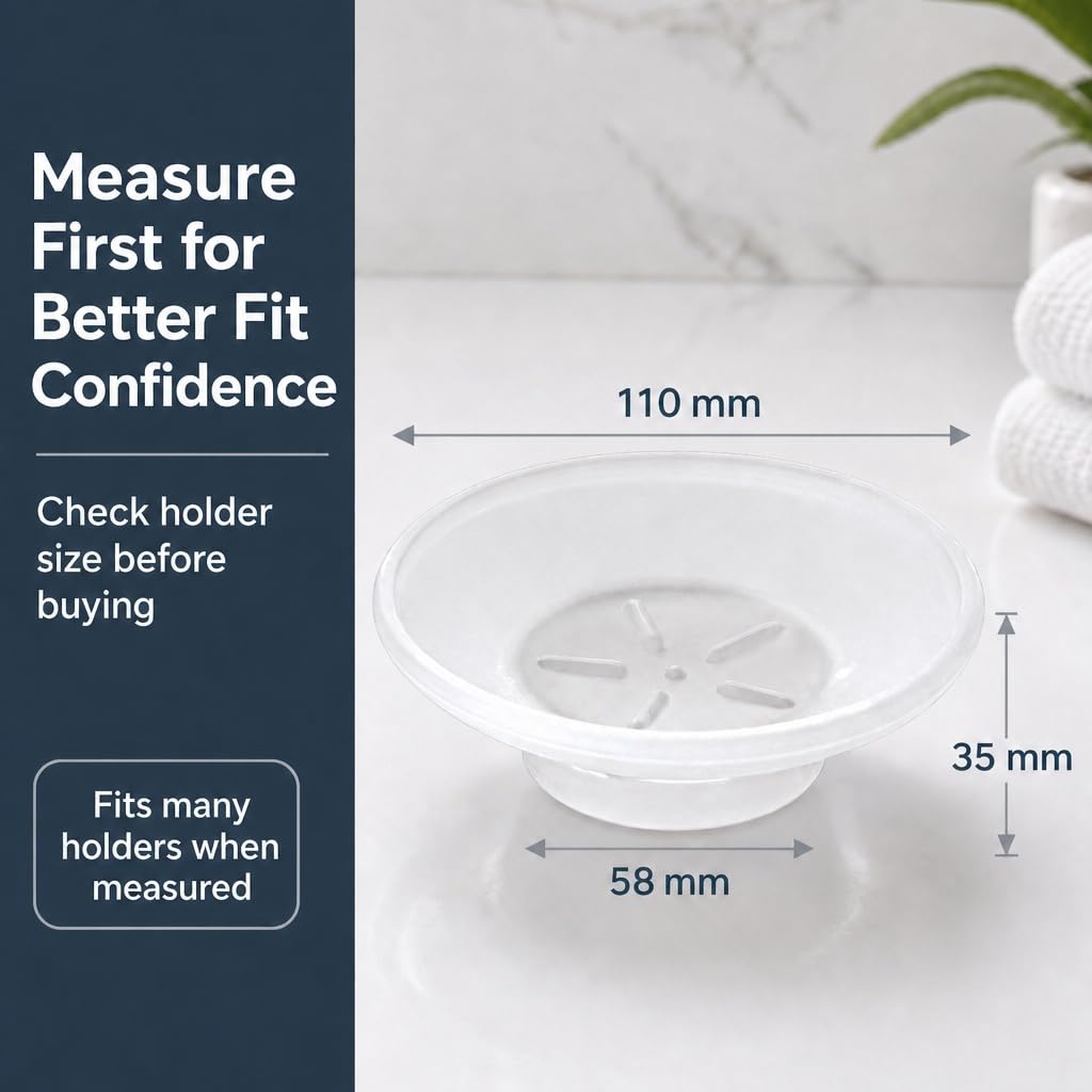 Glass Soap Dish Replacement, Round, Frosted, Matt Glass