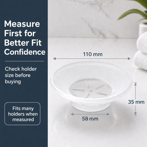 Glass Soap Dish Replacement, Round, Frosted, Matt Glass