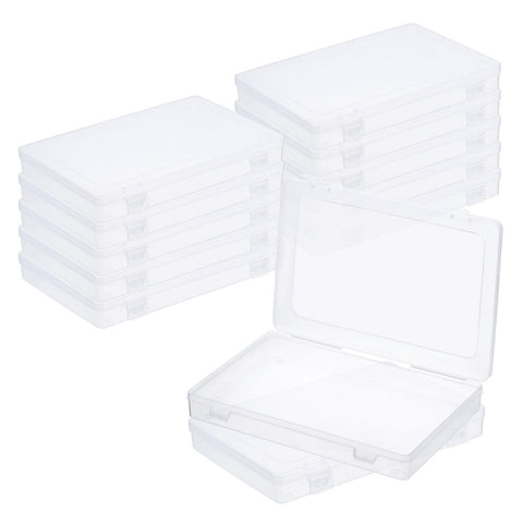 PATIKIL 9x6x1.2inch Clear Storage Box with Hinged Lid, 12Pack Plastic Stackable Rectangle Organizer Container for Beads Jewelry Small Items Art Craft