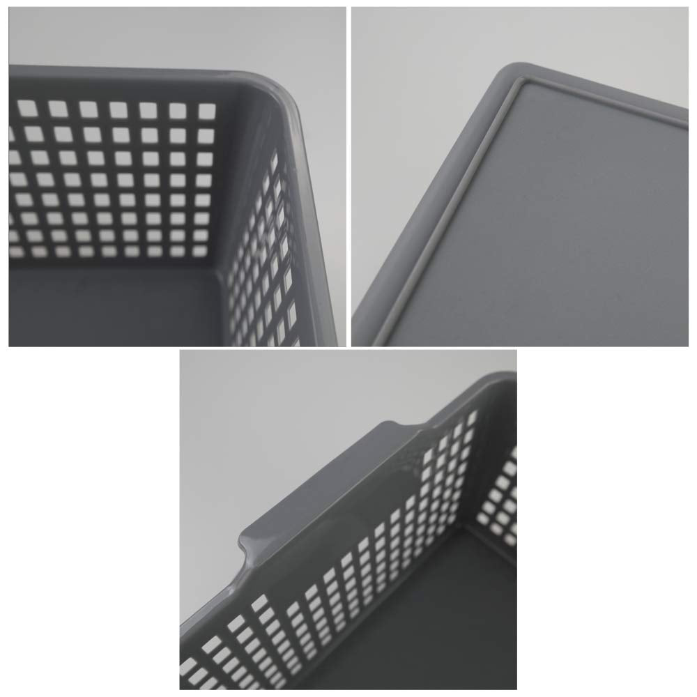 Ortodayes Cupboard Storage Baskets, Set of 3 Storage Baskets, Plastic Basket Organizer Grey
