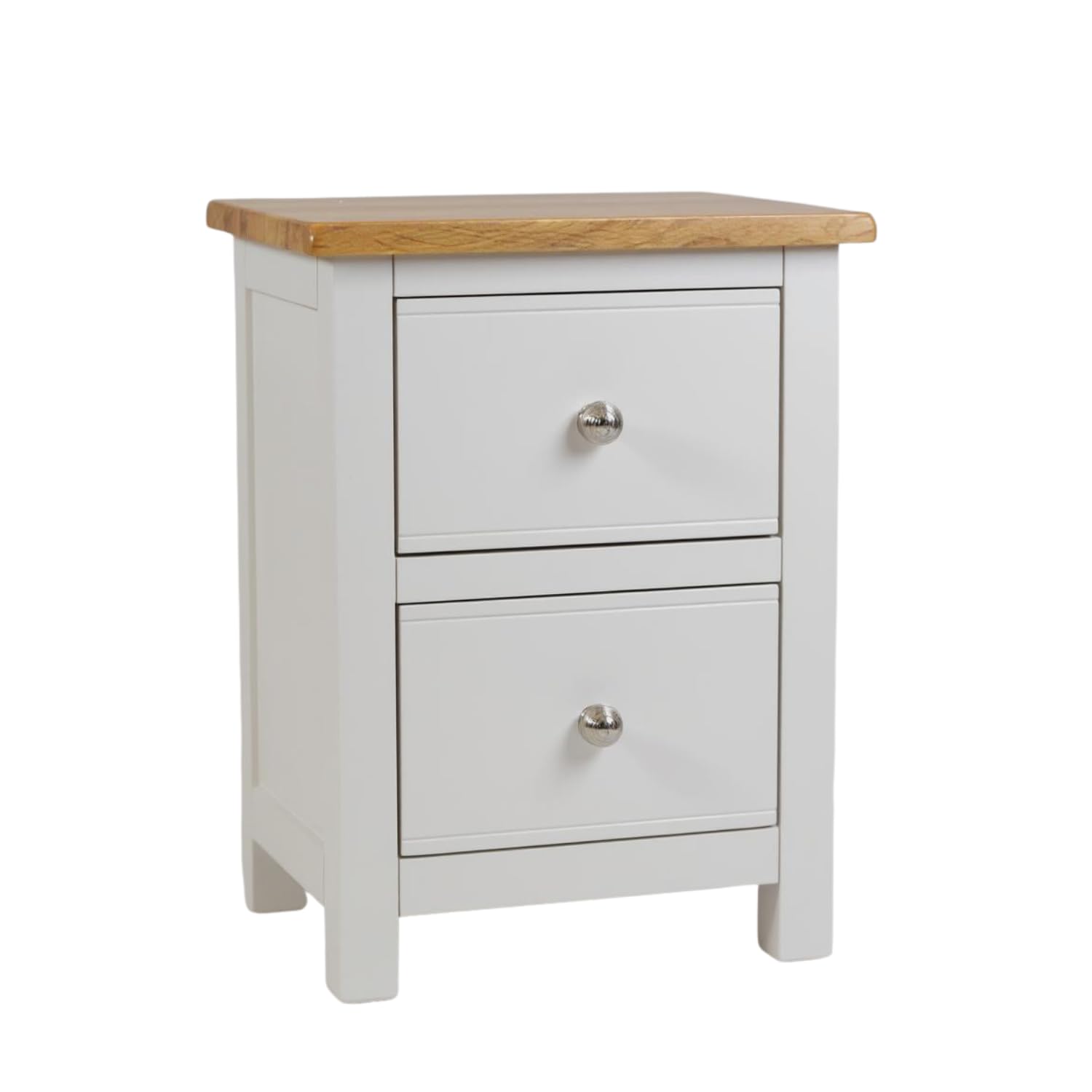 GROFurniture 100% Oak Top Bedside Cabinet Deep Drawers Fully Assembled, Painted Side Table Nightstand for Bedroom or Livingroom Solid Built Oak