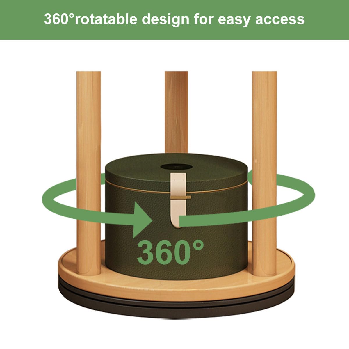 KZOBYD Rotate Coat Rack Stand, Revolving Hall Tree with Round Storage Shelf