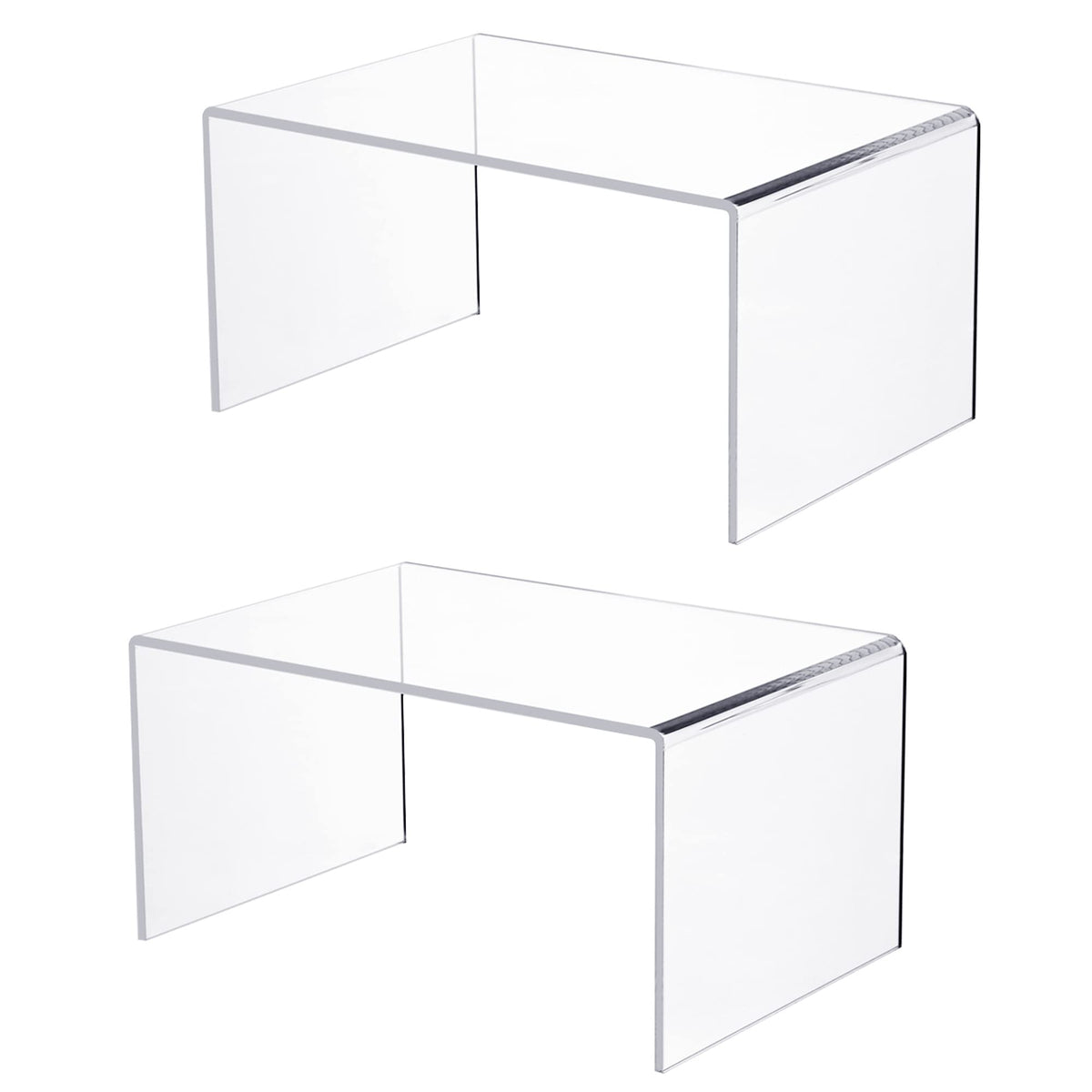 2 PC Extra Large Clear Acrylic Risers, Acrylic Display Risers Shelf Showcase Fixtures for Jewelry, Display Stand for Amiibo Funko POP Figures