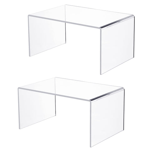 2 PC Extra Large Clear Acrylic Risers, Acrylic Display Risers Shelf Showcase Fixtures for Jewelry, Display Stand for Amiibo Funko POP Figures