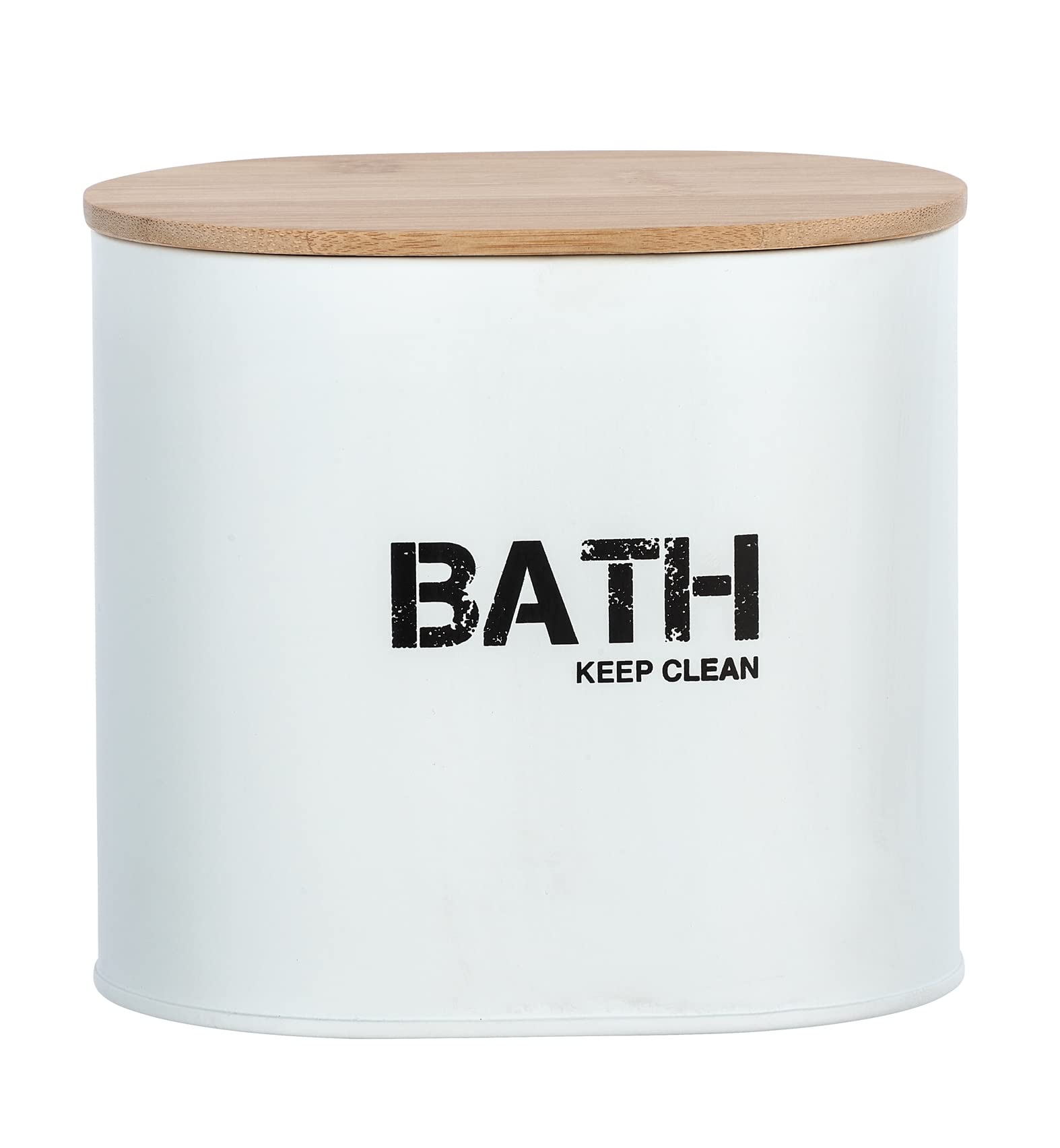 WENKO 23699100 Bathroom Box, White/Brown, 14.5 x 13.5 x 10.5 cm