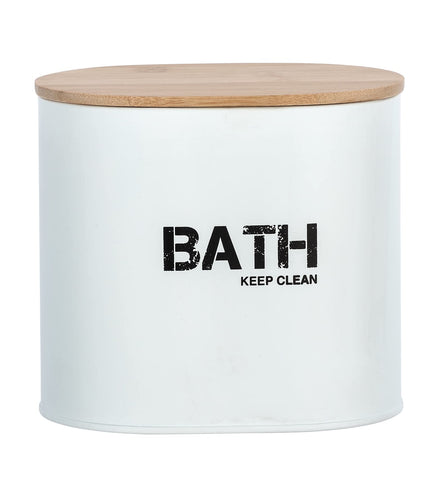 WENKO 23699100 Bathroom Box, White/Brown, 14.5 x 13.5 x 10.5 cm