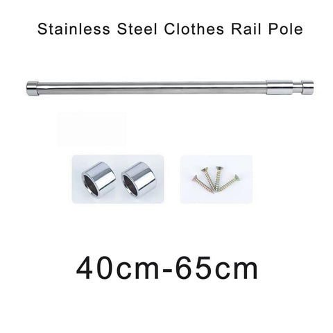 GSHUR 40-65cm Extendable Wardrobe Rail, Stainless Steel Clothes Rail Pole with Screws, Adjustable Wardrobe Rail for Wardrobe, Shower, Balcony, Windows