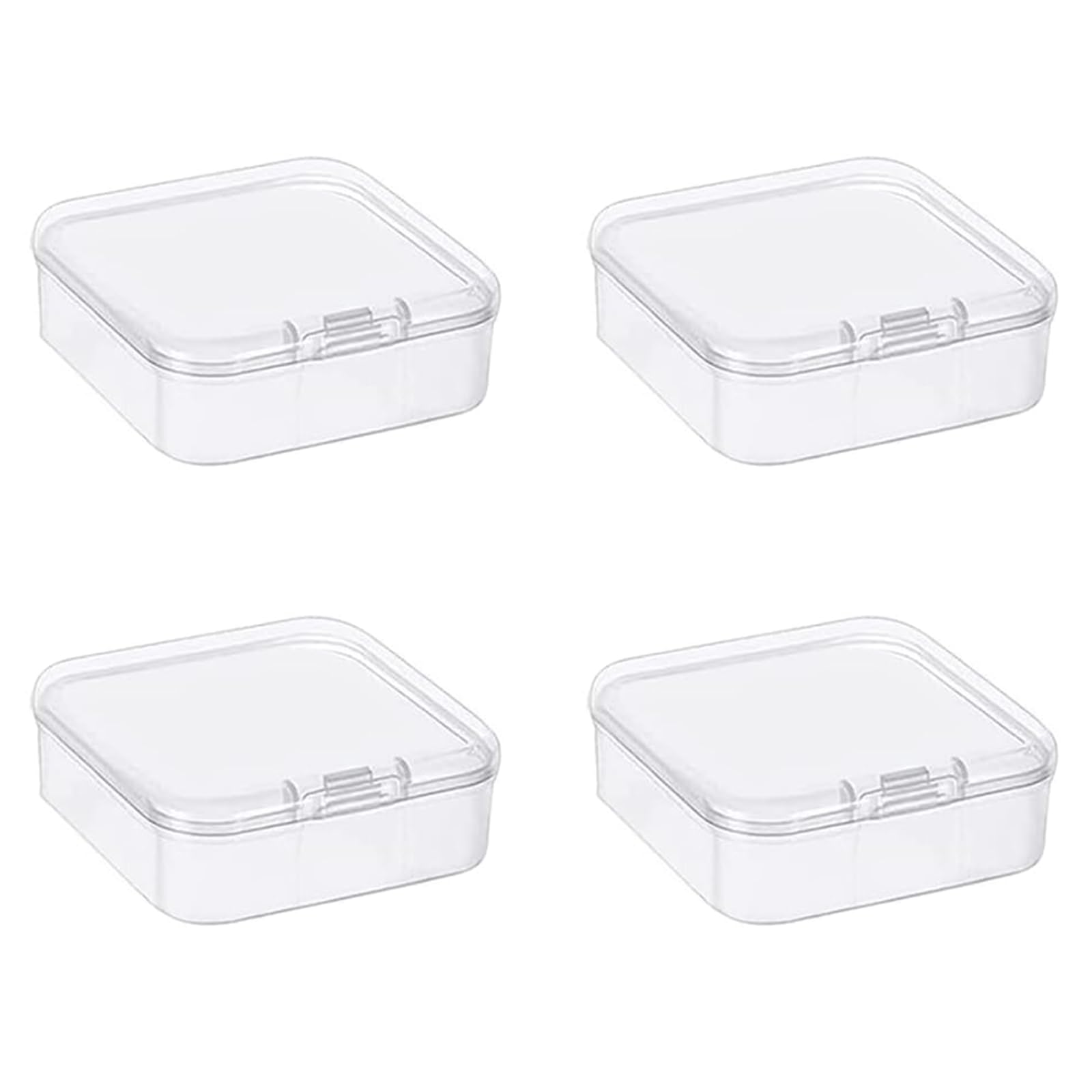 Leliafleury 7.4x7.4x2.5cm Transparent Plastic Organizer, 5Pcs Empty Mini Square Storage Containers Clear Plastic Storage Boxes with Lids for Small