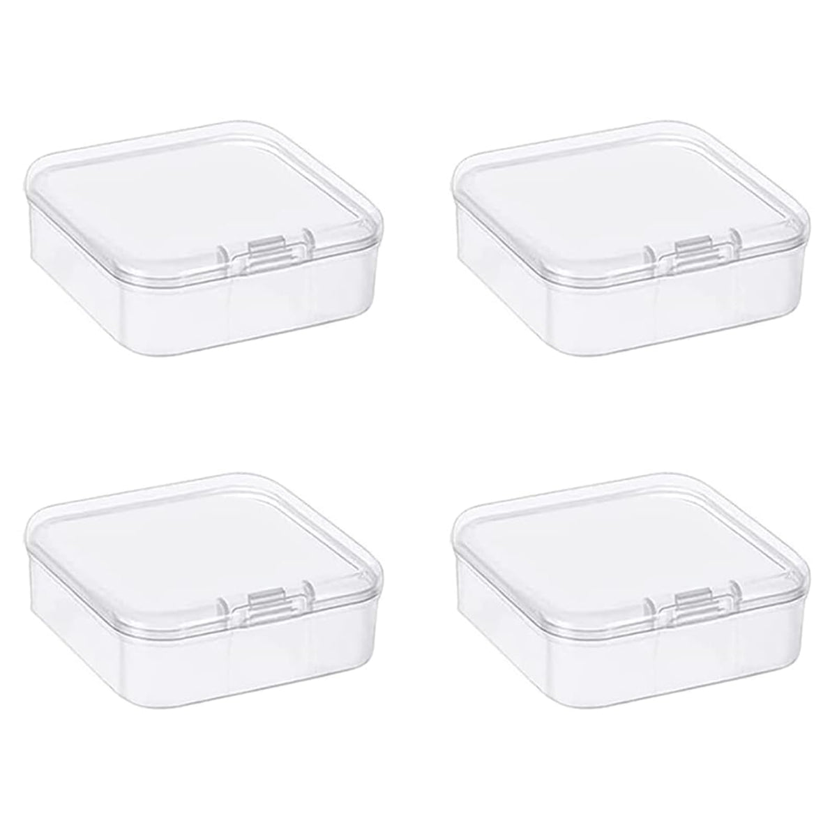 Leliafleury 7.4x7.4x2.5cm Transparent Plastic Organizer, 5Pcs Empty Mini Square Storage Containers Clear Plastic Storage Boxes with Lids for Small