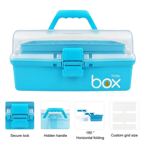 imuounl 3 Layer Multipurpose Storage Box,Plastic Tool Box,Art & Crafts Storage Box with Compartments