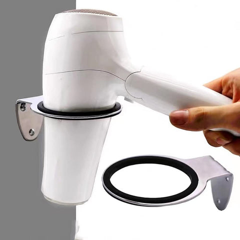 YISIFEINUO Hair Dryer Holder Wall Mounted Rack Bathroom Storage Organizer Steel Hairdressing Dryer Hanger - Stainless Steel, Black