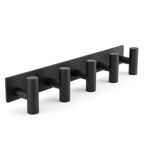 WOOFOOW Rustproof Modern Black Metal Coat Hooks for Wall, Heavy Duty Coat Hanger Wall Mounted, 5 Hooks Wall Mounted for Bathrooms, Kitchen, Bedroom