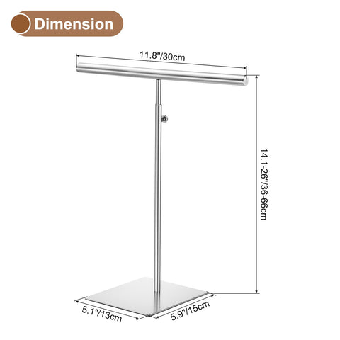 sourcing map Necklace Display Stand Adjustable Height Jewelry Rack T Bar Tabletop Purse Holder for Home Boutique Store - Silver