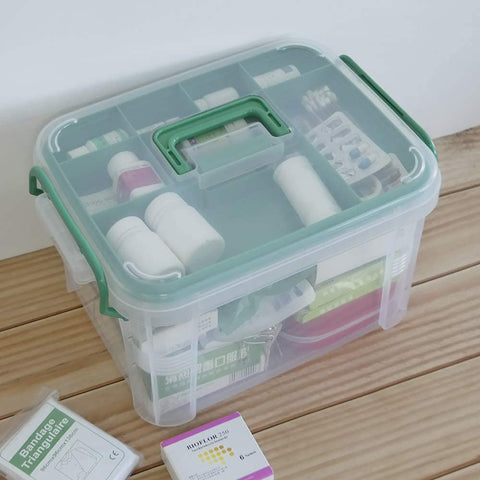 Nesmilers Large Family Empty First Aid Box, Clear Plastic Storage Box