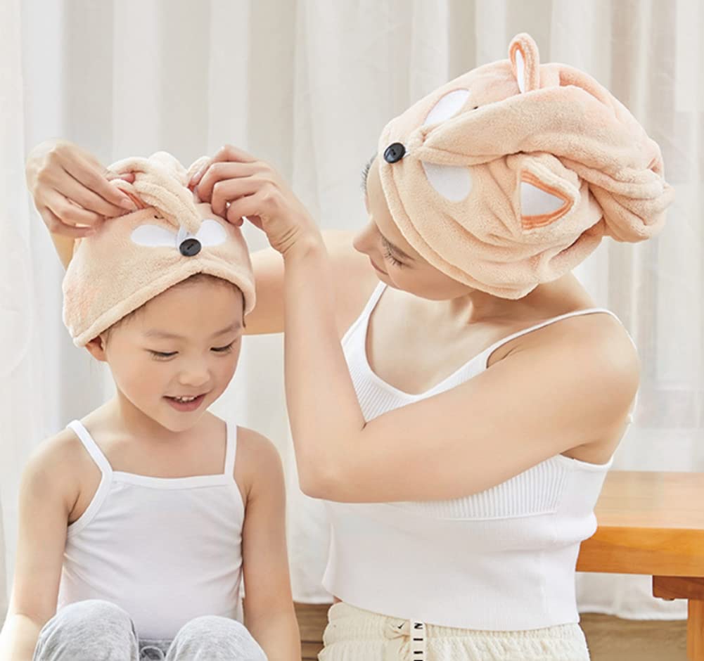 SJTJSPX Hair Towel Wrap Super absorbent hair drying hat Parent-child shower cap quick drying Turban Soft Anti-Frizz Head Towel Twist Wet Hair Towel