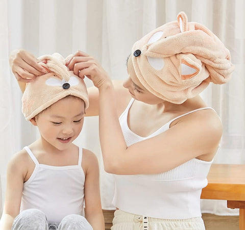 SJTJSPX Hair Towel Wrap Super absorbent hair drying hat Parent-child shower cap quick drying Turban Soft Anti-Frizz Head Towel Twist Wet Hair Towel
