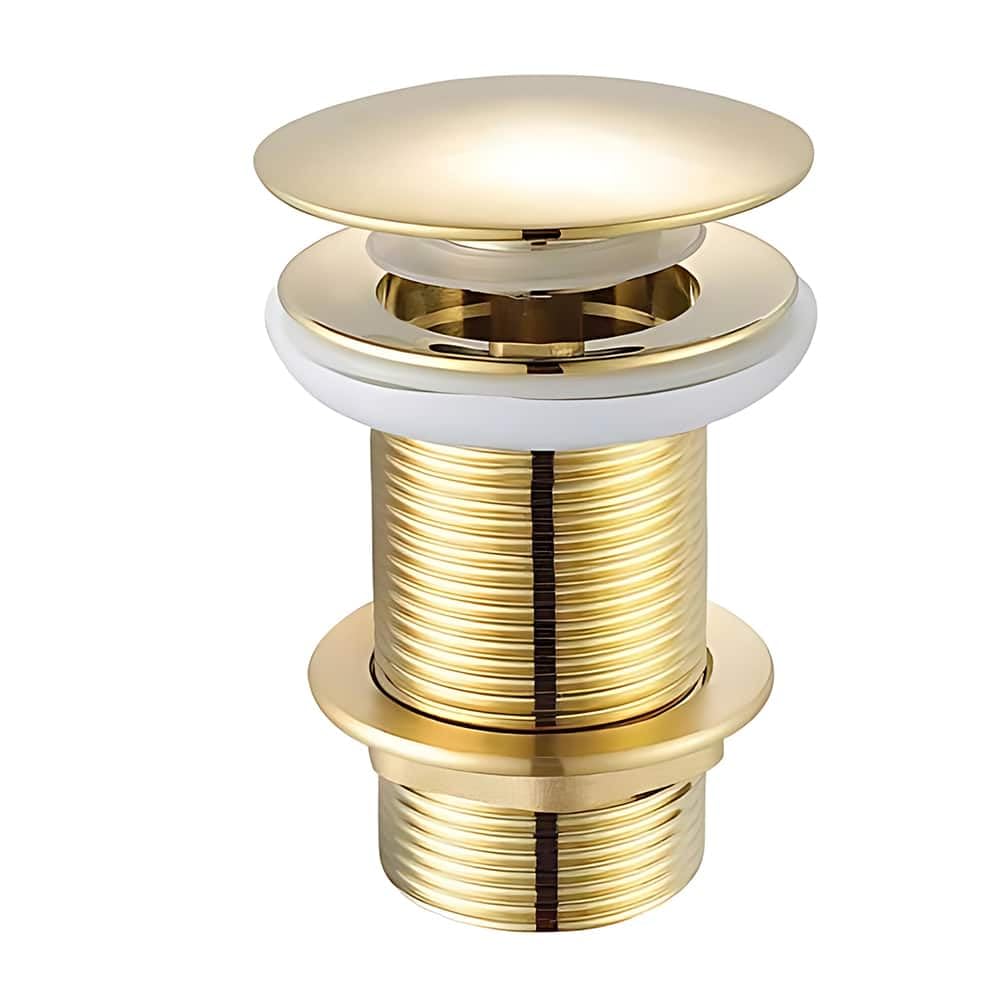 Gold Unslotted Dome Basin Waste with Brass Nut - Bathroom Sink Drain