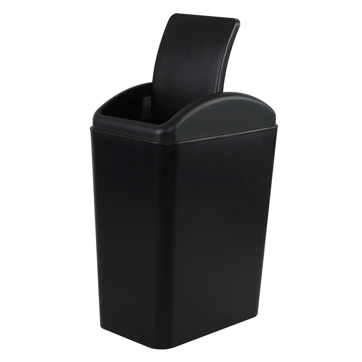 Afromy 15L Plastic Swing Top Trash Can, Slim Garbage Can, Black