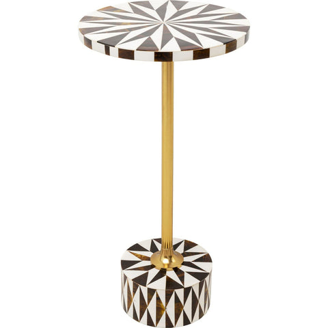 Kare Design Side Table Domero Star, Brown and White, 25 cm Diameter