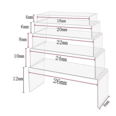 Loopunk 5 Pieces Acrylic Display Stands, Plexiglass Displays, Jewellery Displays, Shelves, Display Cabinets, Figurines, Cupcakes and Counters